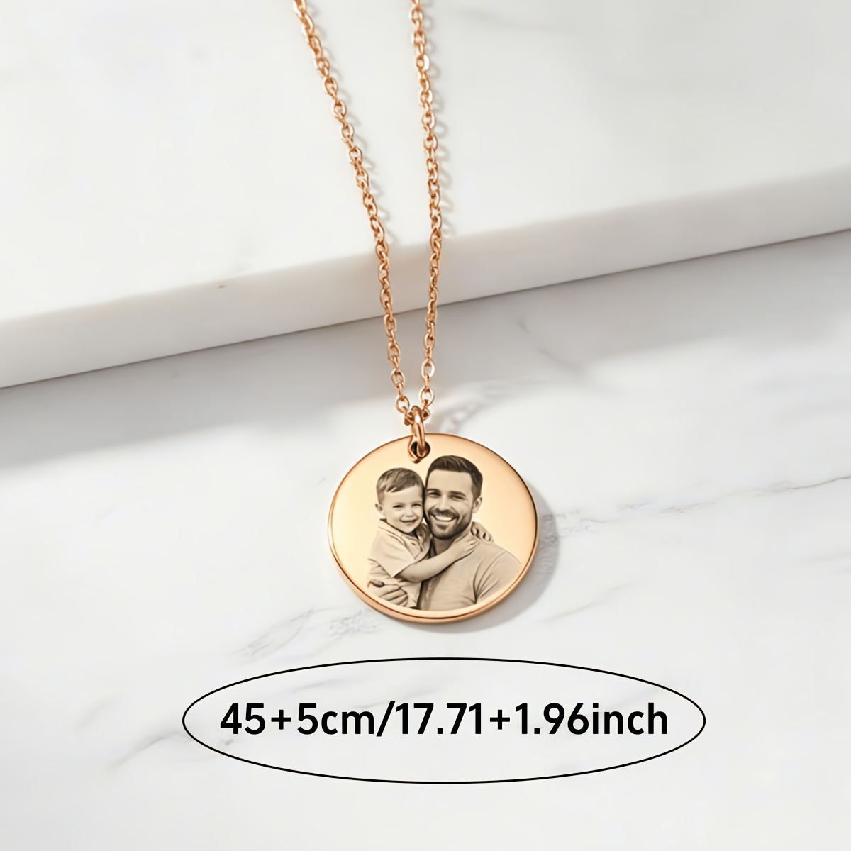 Personalized Custom Round Pendant Necklace in Stainless Steel